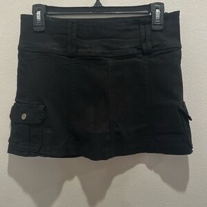 Black mini cargo skirt